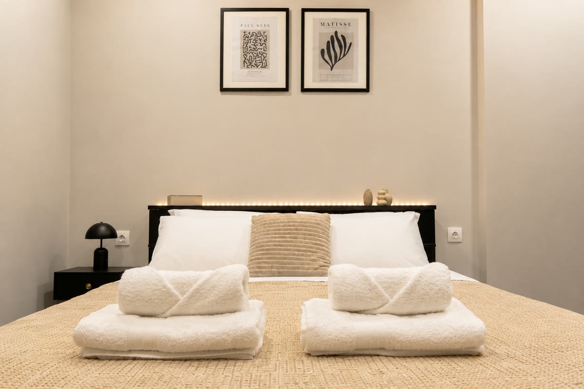 Main bedroom at LOAM, central Thessaloniki